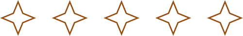 A row of five brown stars with a white background.