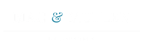A black and white image with the text "MAC & MULLEN BY DEVERAUX".