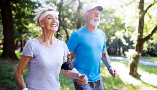 Older couple running at Mulberry Farms, Prescott Valley, 86327
