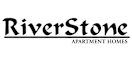 A black and white logo for RiverStone Apartment Homes.