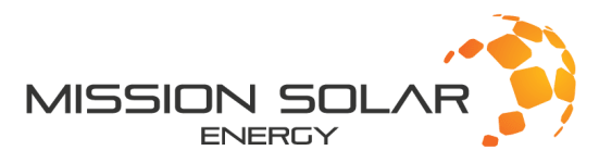 the logo for mission solar energy on a green background with orange leaves at The Landings at Brooks City-Base Apartments , San Antonio, 78235