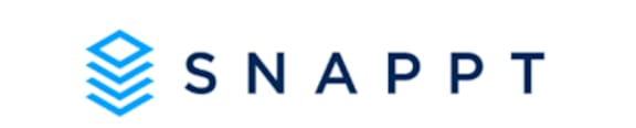 The image shows a logo with the text "SNAPPT" in blue letters next to a blue stylized letter 'S'.