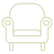 a green armchair icon on a green