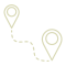 a dotted route map with pins on a green background
