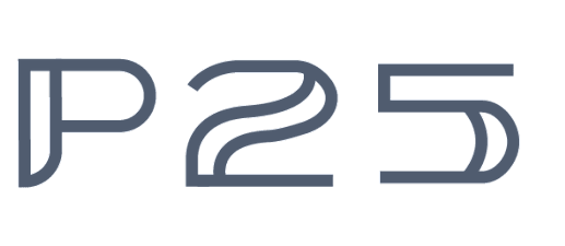 A graphic with the text "P25" in a modern font.