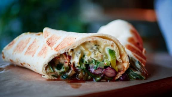 a wrap at a brunch spot