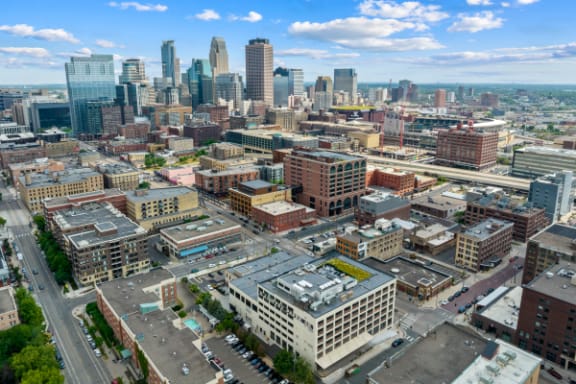a view of the city from a skyscraper