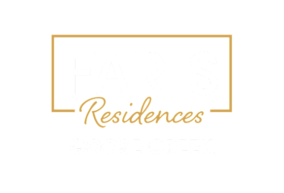 A black background with the words "FARIS Residences LARGO" in gold and white.