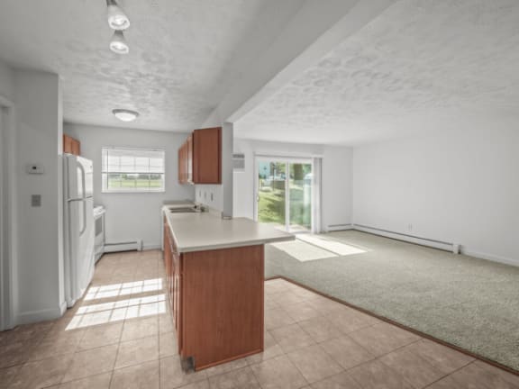 apartment kitchen with a refrigerator 