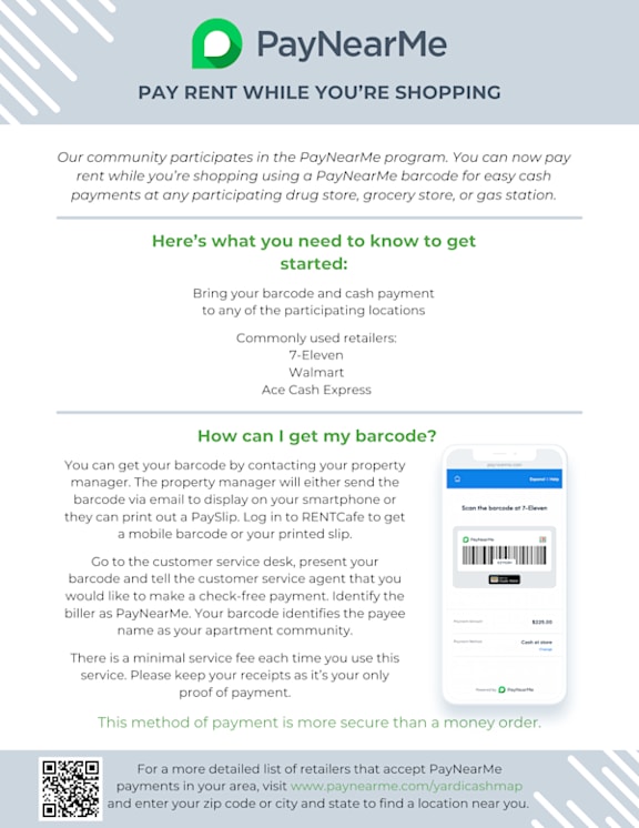 A PayNearMe advertisement explaining how to use the service.