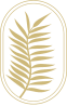 a golden leaf in a black square with a gold border
