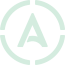 a logo with a white a on a green background