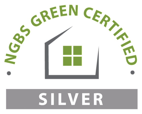 A logo for a silver NGBS Green Certified house.