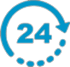 A blue 24 with a circular arrow around it.