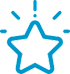 A blue star with a black background and white dots around it.