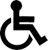 A black and white image of a wheelchair symbol.