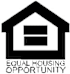 A black and white image of a house with the words "Equal Housing Opportunity" written underneath it.