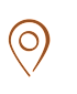 A brown location pin icon on a white background.