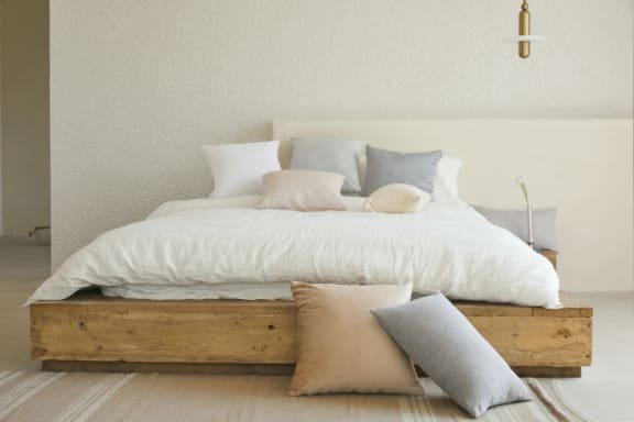 bed in studio apartment