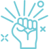 an open hand with crossed fingers and symbols on a black background