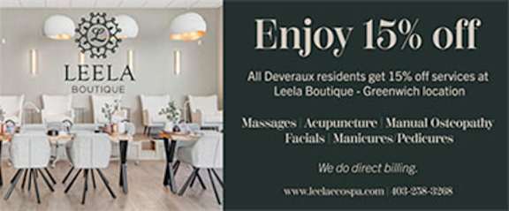 A promotional image for Leela Boutique offering 15% off services.