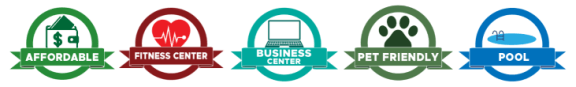 an image of the logos for the business center and pet friendly company logos, transparent png