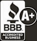 a black and white sign withbbb accredited business