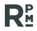 The image shows a large, bold, dark grey letter "R" to the left, a smaller dark grey letter "P" in the middle, and a larger dark grey letter "M" to the right, all on a black background.