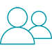 Two blue human icons on a white background.