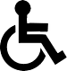 A black and white image of a wheelchair symbol.