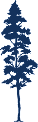 A blue silhouette of a tree with a thick trunk and multiple branches. at The Narrows at Clare Apartments , Bremerton, Washington