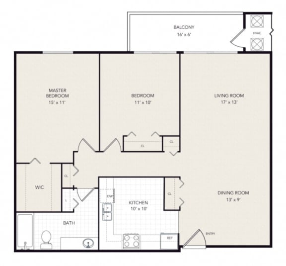 a floor plan of a 1 bedroom apartment at Winchell Way Apartment, Kalamazoo, MI, 49008