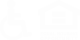 an icon of a person on a wheelchair and a house with the words equal housing