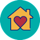 A house with a heart in the middle.