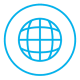a blue globe in a white circle on a green background