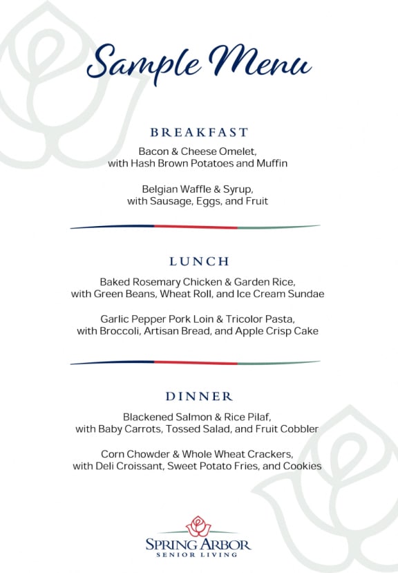 a menu template with leaves on a white background