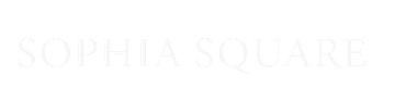 The image displays the words "SOPHIA SQUARE" in white text on a black background.