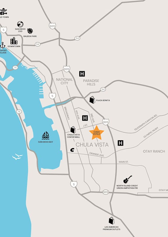 Map at Casa Estilo Apartments, Chula Vista