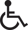 the black icon of a manual wheelchair