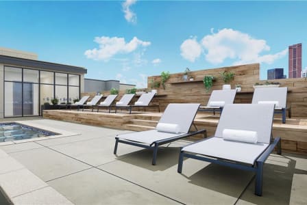 Poolside Sundeck With Relaxing Chairs at Gibson by Radius, Atlanta, Georgia