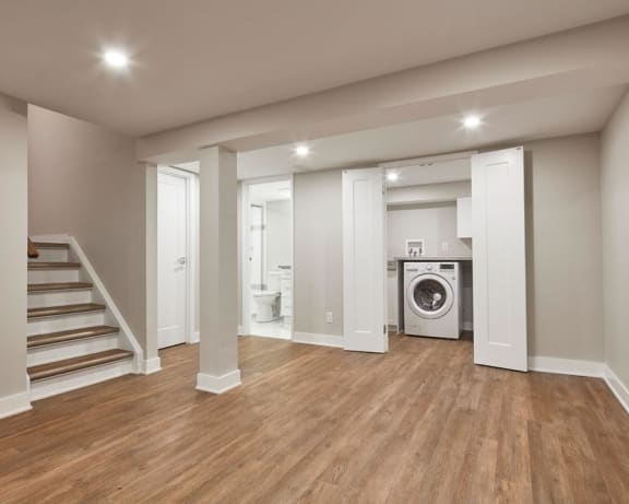 Downstairs space of recently renovated townhome