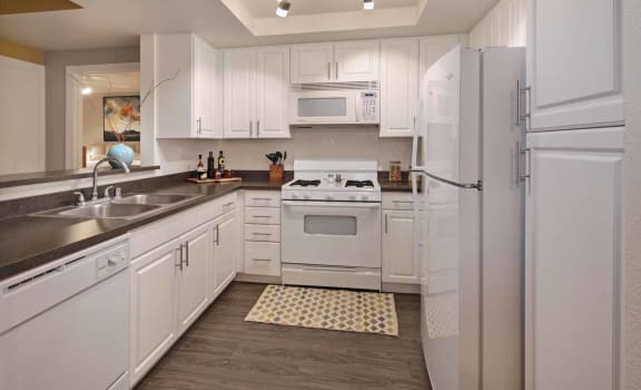White Cabinetry and Appliances at Mirabella Apartments, Bermuda Dunes, CA