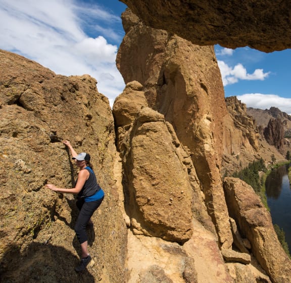 Woman Rock Climbing Near Bend Oregon