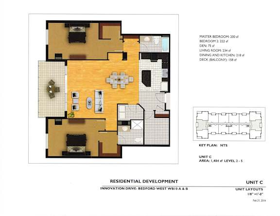 A floor plan of a house with a living room, kitchen, and two bedrooms.