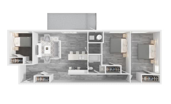 3 Bed/1 Bath Apartment