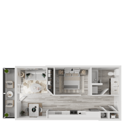 Floor Plan  A dollhouse with a green background.