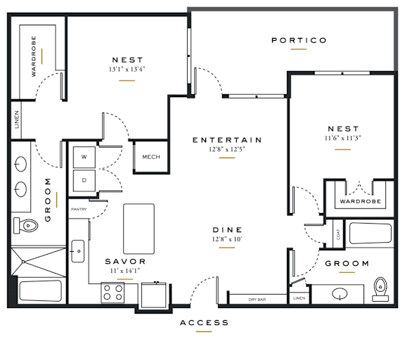 Floor Plan  a floor plan of a house with bedrooms and a living room