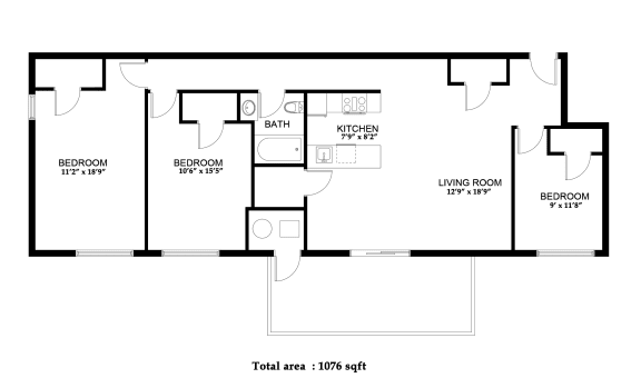 3 Bed/1 Bath Apartment