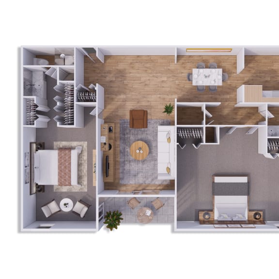 Floor Plan  2 bed 2 bath 1380 square feet at Willow Creek, Kansas City, MO