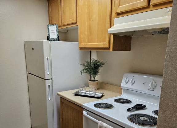 Ventana Apartment Kitchen with white appliances